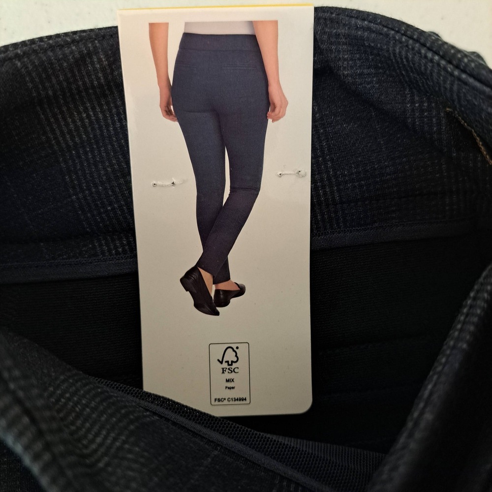 Dalia Leggings Womens Small Navy Plaid NWT Pull On Slim Fit Stretch 923-255-B12 - Picture 2 of 3